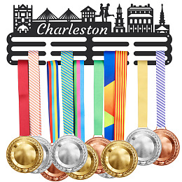 SUPERDANT Fashion Iron Medal Hanger Holder Display Wall Rack, with Screws, Charleston City Scene, Building Pattern, 150x400mm