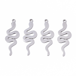 Honeyhandy 201 Stainless Steel Pendants, Laser Cut, Snake, Stainless Steel Color, 27x9x1mm, Hole: 1.4mm