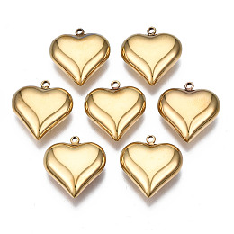 Honeyhandy 316 Surgical Stainless Steel Pendants, Heart, Real 14K Gold Plated, 17x16x6mm, Hole: 1.4mm