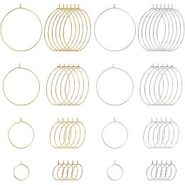 SUNNYCLUE 48Pcs 8 Style Stainless Steel Hoop Earring Findings 4 Size Wine Glass Charm Rings Open Earring Beading Hoop for DIY Crafts Earring Party Favor Pendant Making, Sliver & Golden