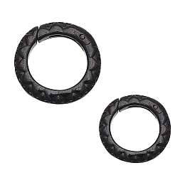 Unicraftale 2Pcs 2 Styles 304 Stainless Steel Spring Gate Rings, O Rings, Ion Plating (IP), Gunmetal, 7 Gauge, 18~21.5x3.5mm, Inner Diameter: 12~15mm, 1pc/style