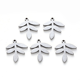 Honeyhandy 304 Stainless Steel Pendants, Laser Cut, Leaf, Stainless Steel Color, 18x15x1mm, Hole: 1.2mm