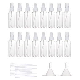 80ml Transparent PET Plastic Perfume Spray Bottle Sets, with PP Plastic Funnel Hopper and PE Plastic Dropper, Round Shoulder, Clear, 128.5x36.5mm; Capacity: 80ml, 32pcs/set