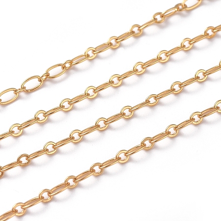 ARRICRAFT Brass Figaro Chains, Oval Link Chains, Long-Lasting Plated, Soldered, with Spool, Real 18K Gold Plated, 6x2.5x0.3mm, about 16.4 Feet(5m)/roll