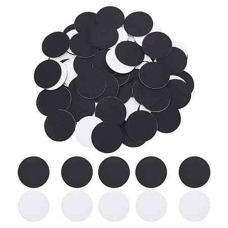 Self-adhesive Felt Fabric Circles, for DIY Projects, Flat Round, Black, 37x1mm