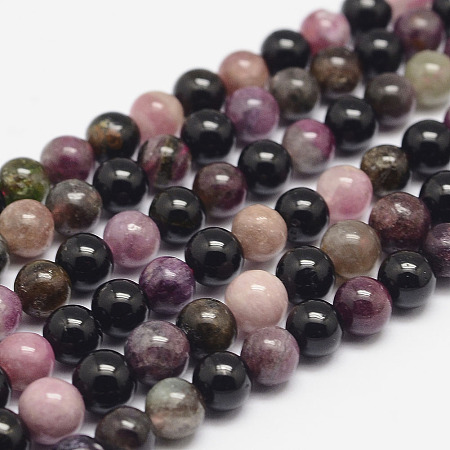 ARRICRAFT Natural Tourmaline Bead Strands, Round, 6mm, Hole: 0.8~1mm, about 61pcs/strand, 15.7 inches