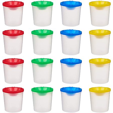 NBEADS 20 Pcs No Spill Plastic Paint Cups, 4 Assorted Colors Palette Cups with Lids Art Supply for Kids Paint School Classroom