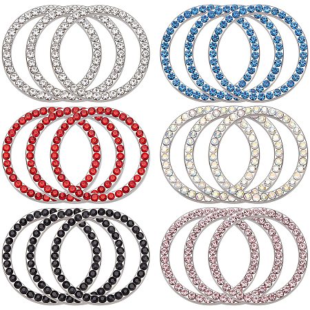 SUPERFINDINGS 18pcs 6 Colors Crystal Rhinestone Car Bling Decorations Ring Self Adhesive Zinc Alloy Car Stickers Bling Auto Start Engine Ignition Button Knob Ring Sticker for Car Decorations 1.5inch