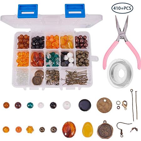 SUNNYCLUE Jewelry Making Supplies Kit Beading Starter Kits for Adults, Beginners Includes Assorted Beads, Charms, Findings, Pliers, Wire, Storage Case for DIY Crafts, Antique Bronze