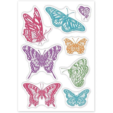 GLOBLELAND Butterfly Pattern Silicone Clear Stamps for Card Making DIY Scrapbooking Photo Album Decorative Paper Craft,6.3x4.3 Inches