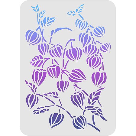 FINGERINSPIRE Flowers Stencil 11.7x8.3 inch Plastic Lantern Floral Drawing Painting Stencils Branch Leaves Pattern Reusable Stencils for Painting on Wood, Floor, Wall and Tile
