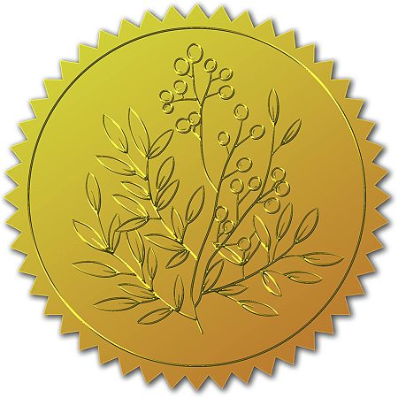 CRASPIRE 100pcs Gold Foil Certificate Seals Plant Embossed Gold Certificate Seals 2