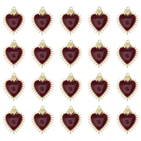 DICOSMETIC 20Pcs Heart with Rose Charms Enamel Heart Eye Pendants Red Heart Eye Pendants Flatback Eye Charms Double-Sided Evil Eye Charms Alloy Pendants for Jewelry Making, Hole: 1.7mm