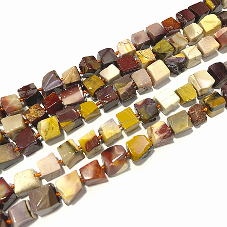 Honeyhandy Natural Mookaite Beads Strands, Cube, 9~12x10~12mm, Hole: 1mm, about 34~38pcs/strand, 15.1 inch