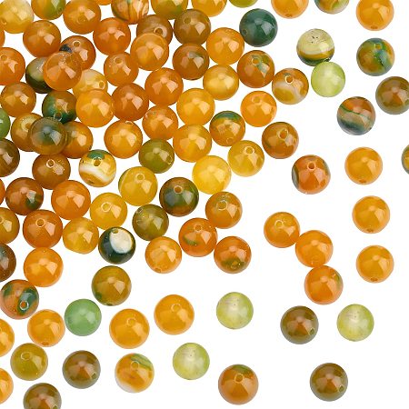OLYCRAFT 92~96pcs Natural Agate Beads 8mm Dyed Yellow Orange Agate Beads Round Loose Beads Energy Stone for Bracelet Necklace Jewelry Making