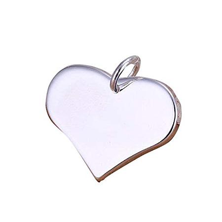 ArriCraft 1pc Brass Heart Pendants for DIY Bracelet Necklace Earring Making, Silver, 22x25mm