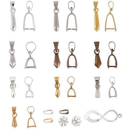 PandaHall Elite 120pcs Ice Pick Pinch Bails Metal Snap On Bails Hook Pinch Clip Bail Clasp Dangle Charm Pendant Clasps Chain Connector for Jewelry Findings