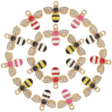 NBEADS 40 Pcs 4 Colors Enamel Bee Charm Pendants, Cubic Zirconia Alloy Animal Charms for DIY Jewelry Crafts Making, Hole: 1.8mm