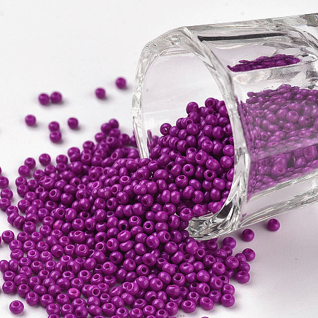 Honeyhandy 11/0 Grade A Round Glass Seed Beads, Baking Paint, Magenta, 2.3x1.5mm, Hole: 1mm, about 48500pcs/pound