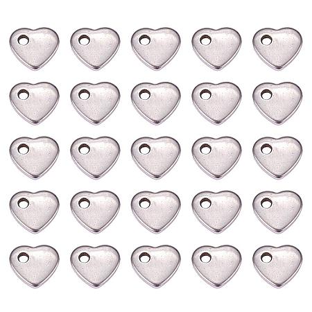 ARRICRAFT 100pcs 304 Stainless Steel Flat Heart Shape Blank Stamping Tag Pendants Sets Bracelet Earring Pendant Charms Size 6x5x0.9mm