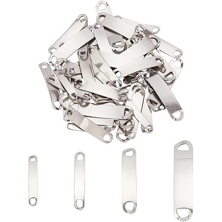 UNICRAFTALE About 80pcs 4 Sizes Rectangle Links Connectors Stainless Steel Hypoallergenic Blank Tag Link Connectors Metal Jewelry Connectors for Bracelet Necklace Jewelry Making 4x4mm Hole