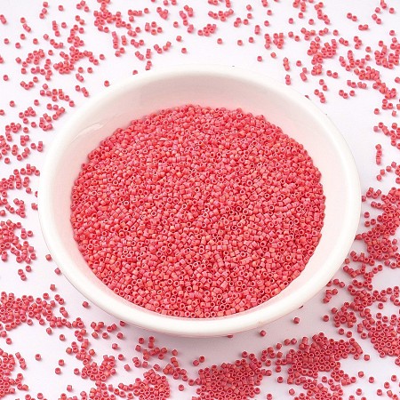 MIYUKI® Delica Beads, Cylinder, Japanese Seed Beads, 11/0, (DB0873) Matte Opaque Vermillion Red AB, 1.3x1.6mm, Hole: 0.8mm; about 2000pcs/10g