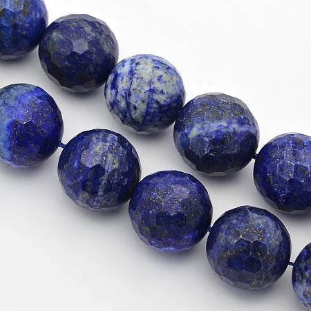 Arricraft Natural Lapis Lazuli Beads Strands, Faceted, Round, 14mm, Hole: 1mm, about 28pcs/strand, 15.7 inches