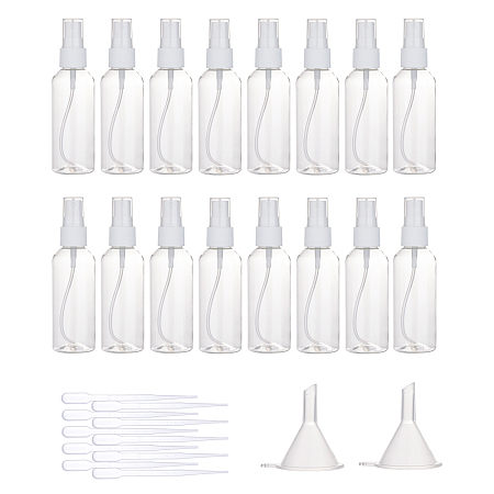 80ml Transparent PET Plastic Perfume Spray Bottle Sets, with PP Plastic Funnel Hopper and PE Plastic Dropper, Round Shoulder, Clear, 128.5x36.5mm; Capacity: 80ml, 32pcs/set