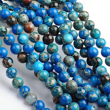 Arricraft Dyed & Heated Natural Imperial Jasper Round Bead Strands, Royal Blue, 6mm, Hole: 1mm, about 68pcs/strand, 16 inches