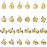 PandaHall Elite 4 Styles Bail Beads, Long-Lasting Plated Connector Hanger Beads 24pcs Bail Tube Beads with Loop Spacer Loose Beads for Charm European Bracelet Pendant Jewelry Making