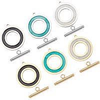 DICOSMETIC 6Sets 6 Colors Stainless Steel Enamel IQ Toggle Clasps OT End Clasps Tbar Toggle Clasps Bracelet Clasps for DIY Bracelat Necklace Making，Hole:2 mm