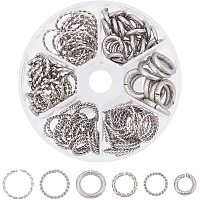 UNICRAFTALE About 110pcs 6 Sizes 7-15mm Twisted Open Jumps Rings 304 Stainless Steel Jump Rings Connectors O Rings for DIY Jewelry Making, Stainless Steel Color