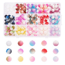 Arricraft 195pcs 15 Colors Imitation Pearl Acrylic Beads, Berry Beads, Combined Beads, Rainbow Gradient Mermaid Pearl Beads, Round, Mixed Color, 10mm, Hole: 1mm, 13pcs/color