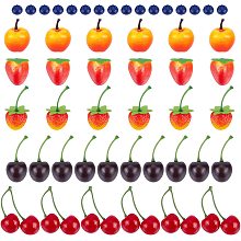 NBEADS 54 Pcs 6 Styles Artificial Fruits, 3D Fake Fruits Set Simulation Cherry Strawberry Realistic Foam Apple Blueberry for Home Kitchen Restaurant Wedding Decoration, Photography Prop