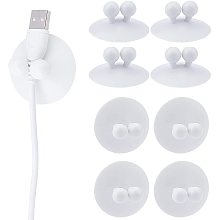 GLOBLELAND 8Pcs Cable Clips Organizer Adhesive Cord Holders Cable Management Desk Wire Clips Toothbrush Holder for Office Bathroom Car Wall Table Nightstand Computer Phone Charging Cable, White