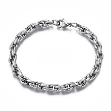 Honeyhandy Non-Tarnish 201 Stainless Steel Rope Chain Bracelet for Men Women, Stainless Steel Color, 8-7/8 inch(22.5cm)