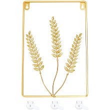 CHGCRAFT Iron Wall Sculptures Metal Wheat Wall Decor Square Wall Ornaments Easy Installation for Bedroom Livingroom Bathroom Hanging Parts Hotel Wall Decoration Gold