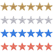 FINGERINSPIRE 24Pcs 4 Colors Star Hotfix Rhinestone, Costume Accessories, Sewing Craft Decoration, for Independence Day, Mixed Color, 35x37x2.5mm, 6pcs/color