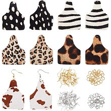 OLYCRAFT 10 Pcs Leather Leopard Earrings Leopard Earring Pendant Bottle Pattern Leather Dangle Earrings with Brass Earring Hooks and Stainless Steel Jump Rings for Earring Necklace Jewelry Making