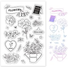 GLOBLELAND Flowers Silicone Clear Stamps Rose Magnolia Flower Lily Transparent Stamps for Birthday Valentine's Day Cards Making DIY Scrapbooking Photo Album Decoration Paper Craft