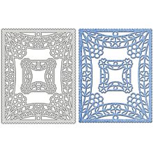 GLOBLELAND 2Pcs Rectangle Lace Metal Cutting Dies Flower of Life Cutting Dies Stencils for DIY Scrapbooking Embossing Photo Album Decorative Paper Card, Matte Platinum