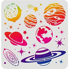 FINGERINSPIRE Planets Galaxy Drawing Painting Stencils Templates (11.8x11.8inch) Plastic Planetary Stencils Decoration Square Star Stencils for Painting on Wood, Floor, Wall and Fabric