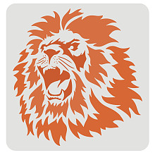 FINGERINSPIRE Lion Head Stencil 11.8x11.8 inch Wild Animal Stencils Plastic African Big Cat Wild Animal Stencils Reusable Lion Pattern Stencils for Painting on Wood, Floor, Wall and Tile