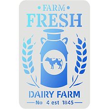 FINGERINSPIRE Farm Fresh Milk Stencil 11.7x8.3inch Reusable Dairy Farm Stencil Milk Bucket and Wheat Stencil Farm Embellished Stencil for Painting on Wood, Fabric, Paper, Wall