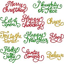 GLOBLELAND Christmas Text Embossing Template Thanksgiving Grateful Words Carbon Steel Die Cuts for Scrapbooking Card DIY Craft Decoration