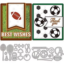 GLOBLELAND Sports Theme Cutting Dies Badminton Soccer Embossing Stencil Template Rugby Carbon Steel Die Cutting Template Metal Die Cuts for Card Making Scrapbooking Decoration