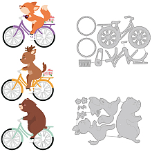 BENECREAT 2 Styles Animals on Bikes Metal Cutting Dies, Monkey Deer Bear Riders Die Cuts Stencils for Card Making Templates Embossing Scrapbooking Album Paper Craft Card