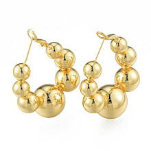 Honeyhandy Brass Round Ball Wrap Hoop Earrings for Women, Nickel Free, Real 18K Gold Plated, 42x37x16mm, Pin: 0.7mm