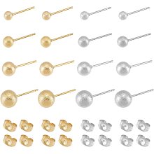 UNICRAFTALE 16Pcs 2 Colors 4 Sizes Textured Ball Stud Earring Findings 304 Stainless Steel Hypoallergenic Round Stud Earring with Ear Nut 0.7mm Pin Earring Posts for Women