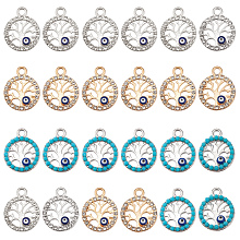 NBEADS 60 Pcs 3 Style Evil Eye Enamel Charms, Tree of Life Frame Rhinestone Evil Eye Charms Alloy Crystal Enamel Pendants for DIY Bracelet Necklace Jewelry Making